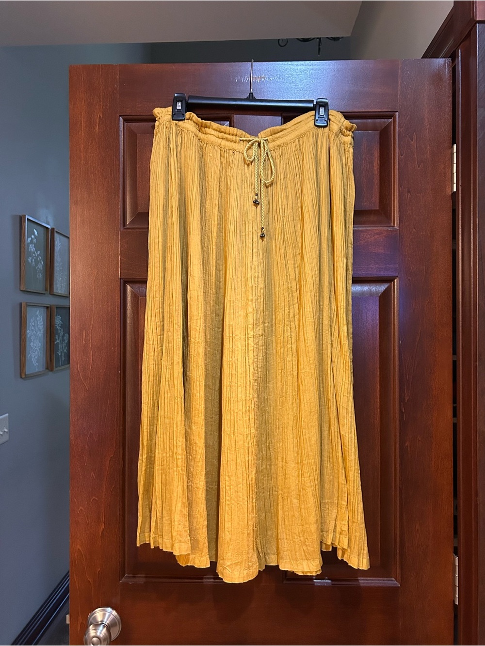 Vintage 90s Aspira Cotton Gauze Maxi Skirt Mustard Yellow Medium India